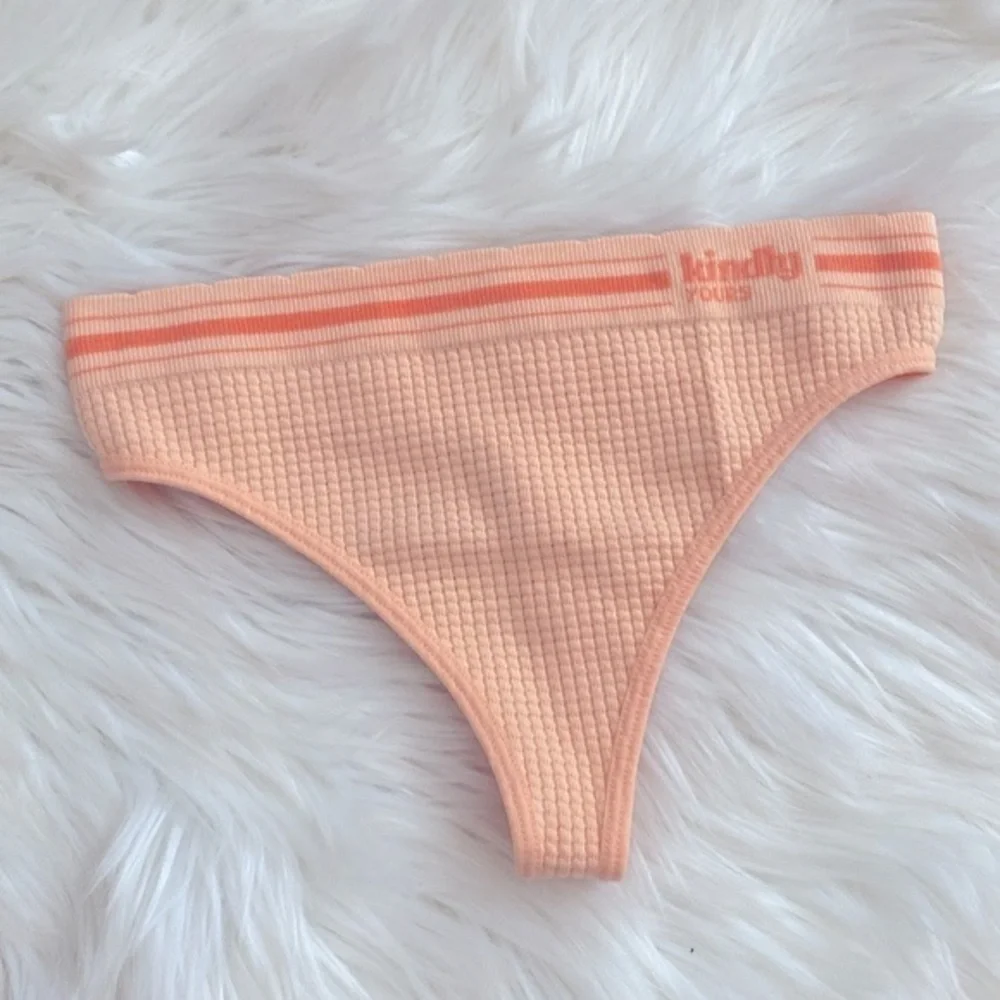 Kindly yours peach waffle knit thong